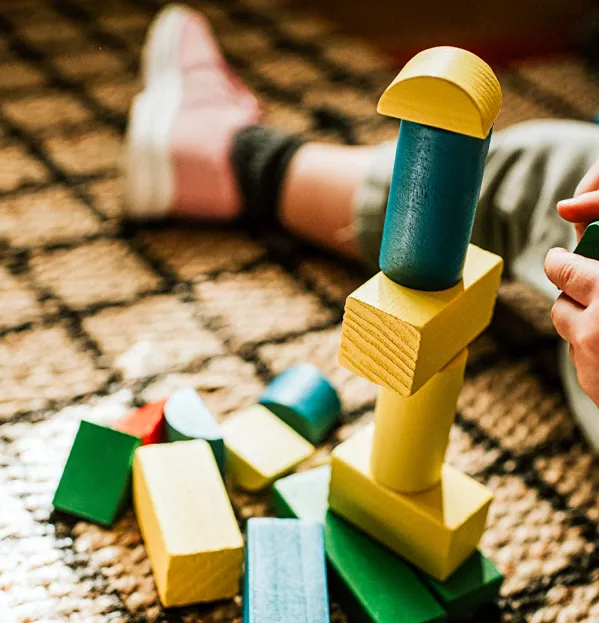 child with blocks