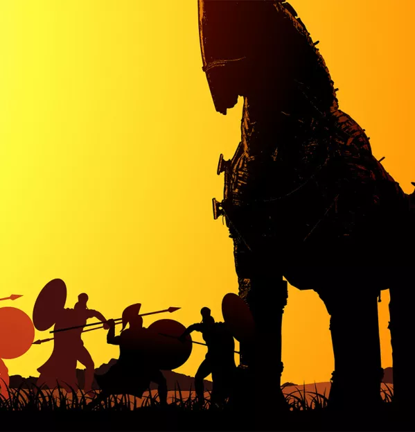 Trojan Horse In The Sunset Surrounded By Greek Soldiers – Aristotle Nqt Manage Behaviour