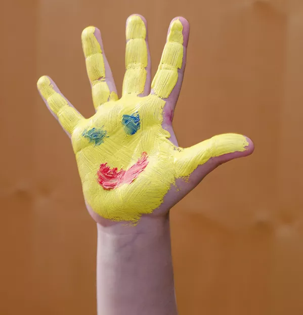 A Child's Hand Painted With A Smiley Face – Special School Student Wellbeing Send