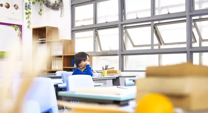 classroom with open windows 