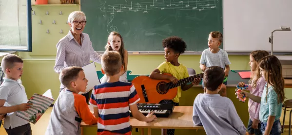Music class at elementary school