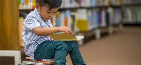 Little Boy Looking at Books 