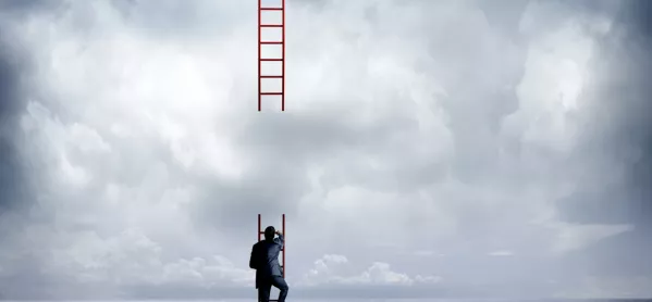 Businessman Climbing Incomplete Ladder