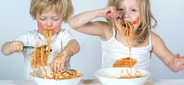 two children eating