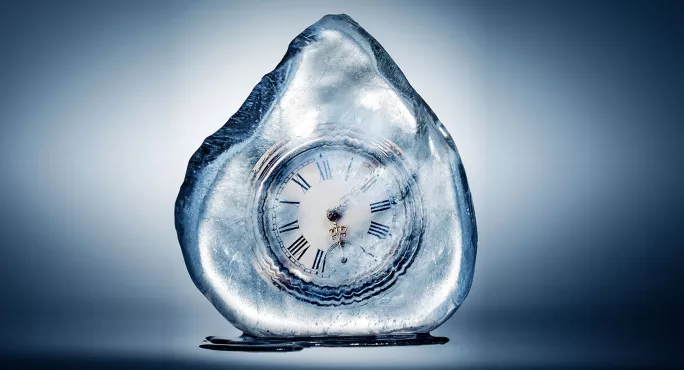 Clock in ice