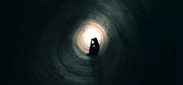 single person in tunnel