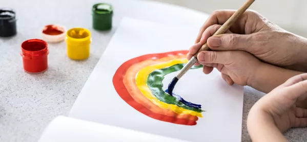 Childcare painting rainbow