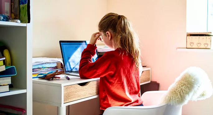 Girl at computer online