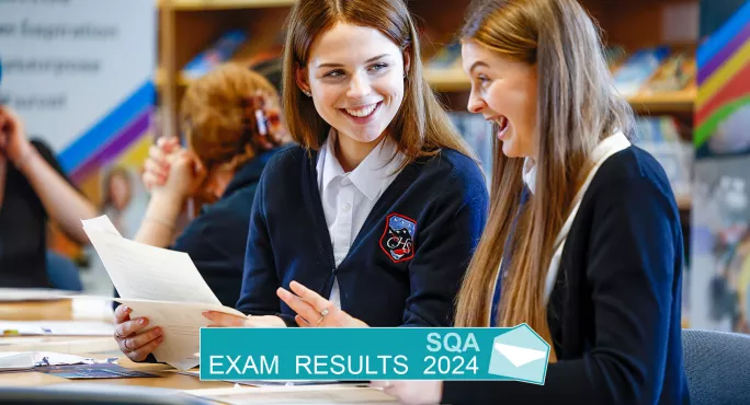 Students opening their SQA exam results in 2024