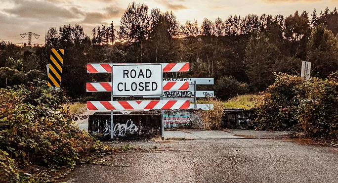 Stopped in tracks Road closed