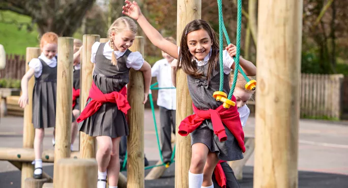 Girls playing in playground