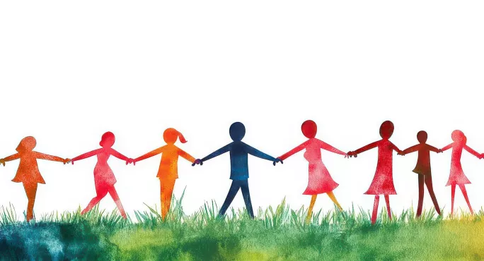 Illustration of people holding hands