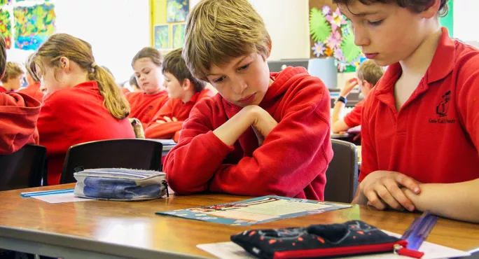 School children in classroom