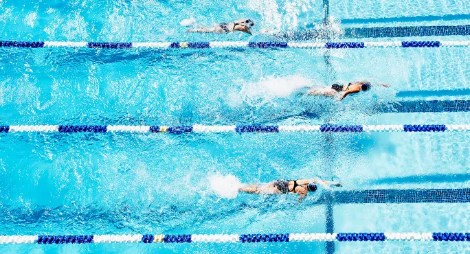 Swimmers in lanes