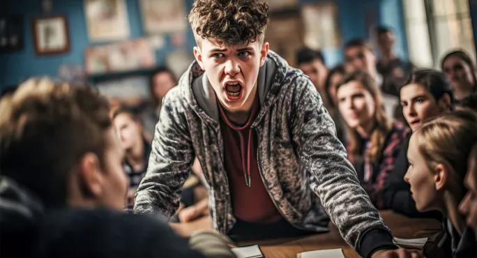 Student confronting teacher