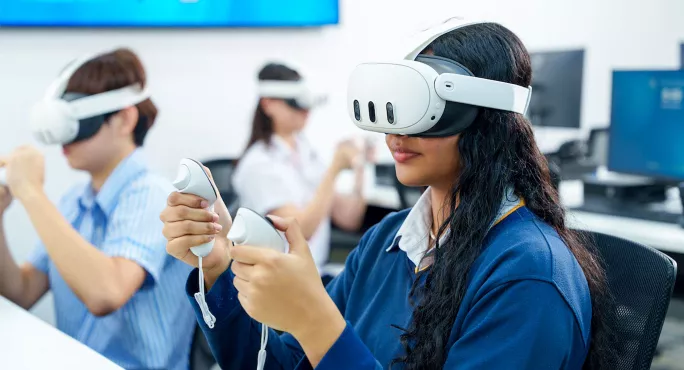 Girl with VR headset