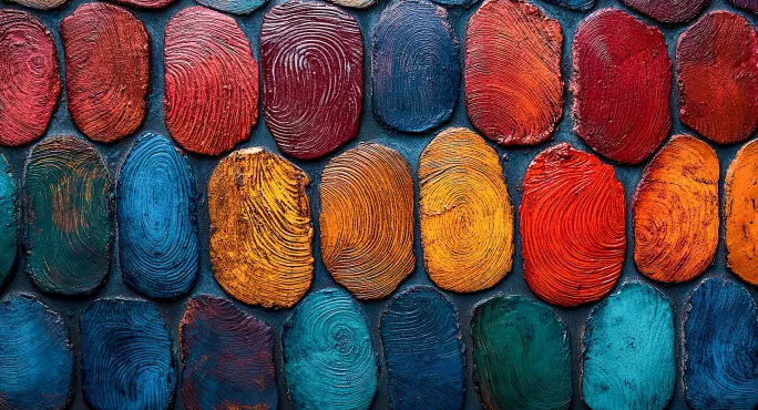 Finger prints in a range of different colours