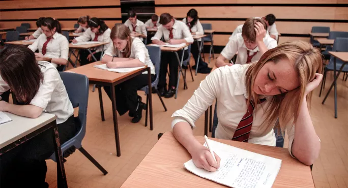 Students taking GCSE exams