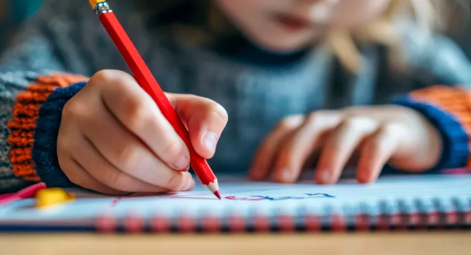 Children holding a pencil