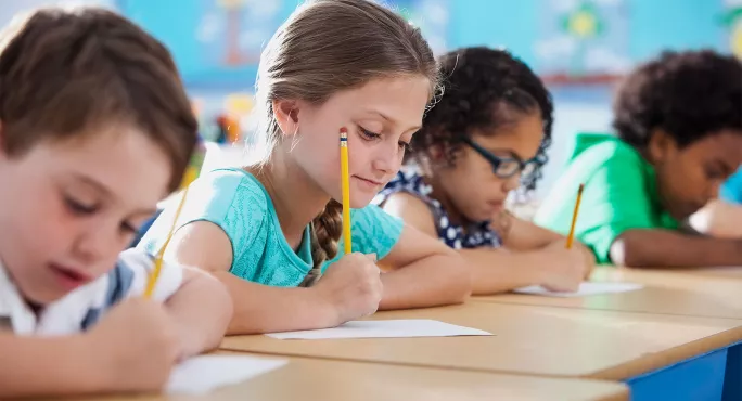 Children taking a test