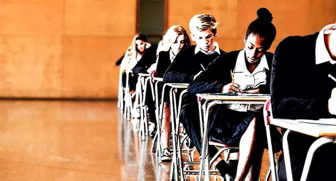 students sitting exams