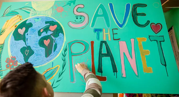 Save the planet hand drawn poster