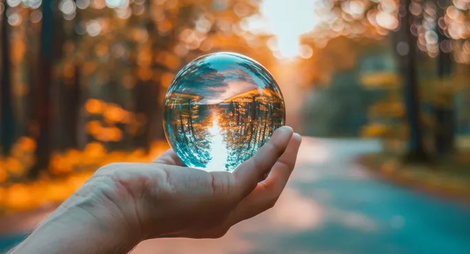 Looking through a glass ball