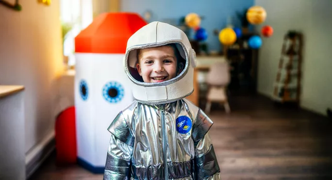 Young child as astronaut