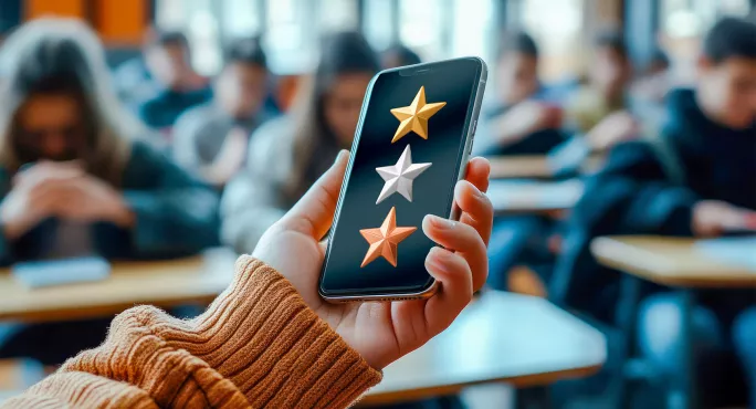 smart phone screen with star ratings