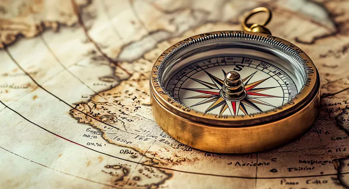 Map with compass