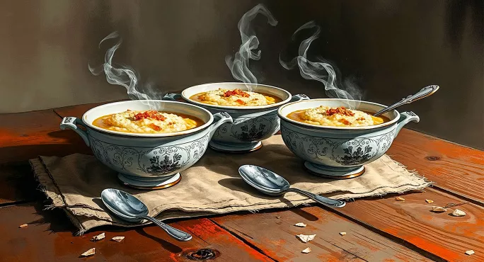 Three bowls of porridge