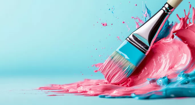 Brush mixing two paints