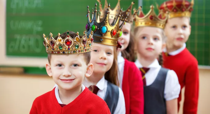 Primary class wearing crowns