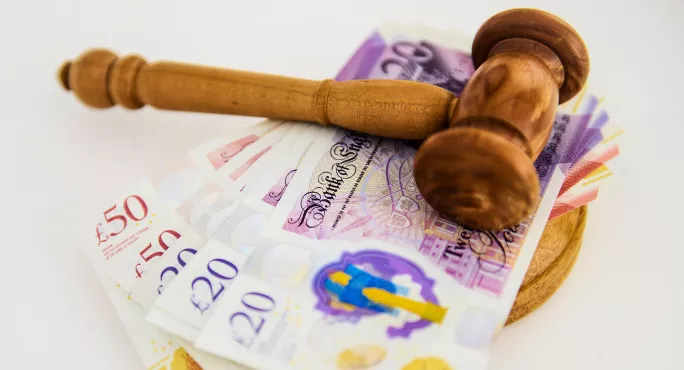 Gavel with money
