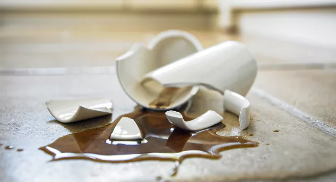 Smashed tea cup