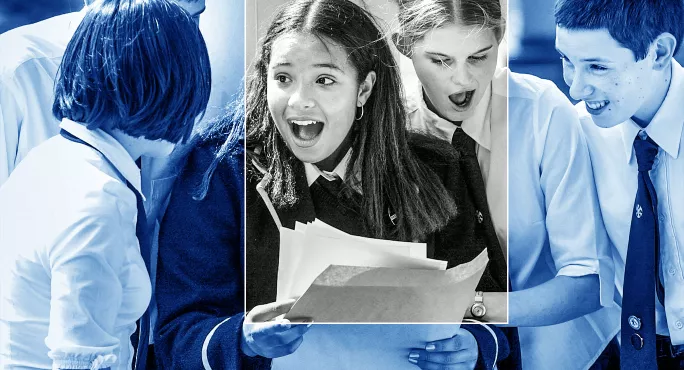 Students receiving exam results
