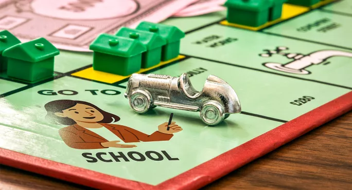 Monopoly board with car