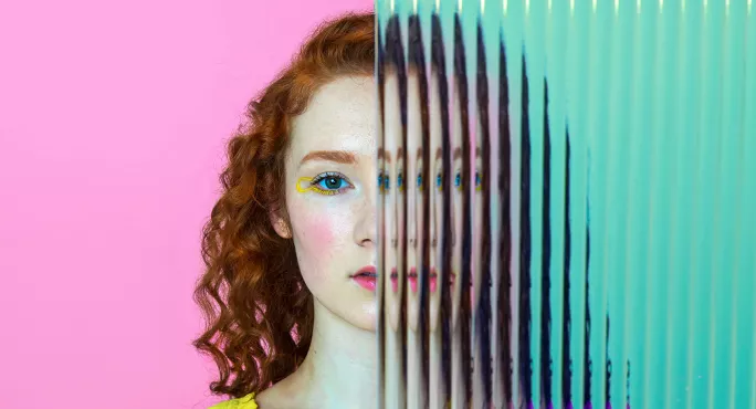 Girl behind security window