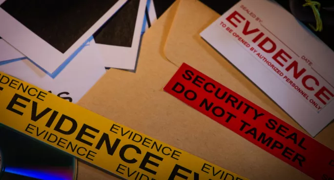 Police Evidence Files, & Tape Labelled "evidence"