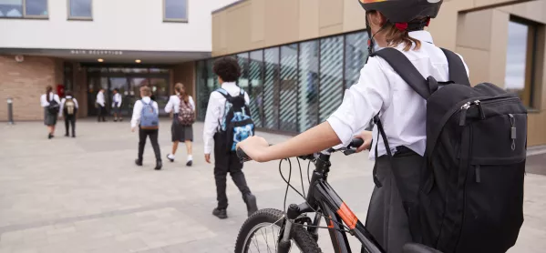 Children Cycling To School