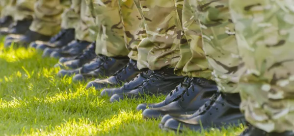 Army Boots Lining Up