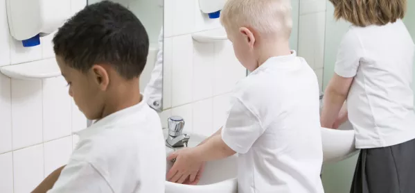 Primary School Children Washing Hands