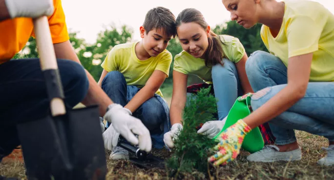 Children Participating In Service Learning