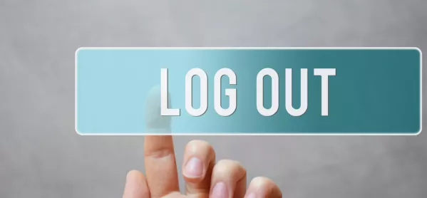 Woman Presses Sign Reading 'log Out'