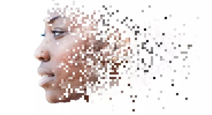 Pixellated Woman's Face