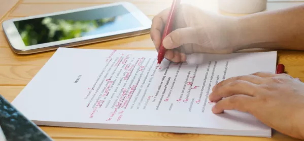 Person Correcting Essay With Red Ink