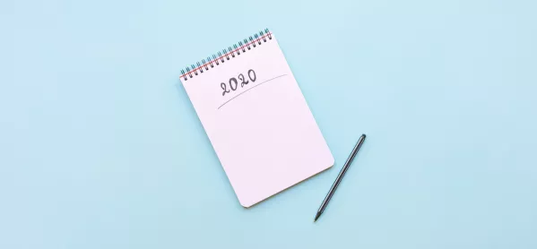 Blank Notepad, With "2020" Written At The Top Of The Page