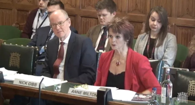 Ministers Nick Gibb & Anne Milton Appear Before The Commons Education Select Committee