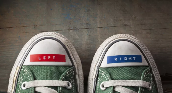 Shoes, With Labels On Reading "left" & "right"