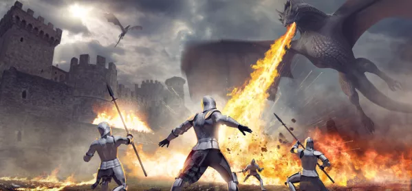 Medieval Knights Are Attacked By Fire-breathing Dragons